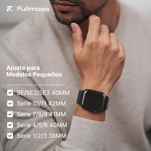 Fullmosa 4 Pack Correa Resistente al Agua Compatible con Apple Watch 40mm 41mm 38mm 42mm(S11 S10), Correa Nylon Elástico Deportiva para iWatch Se 3/2/1 Series 11 10 9 8 7 6 5 4 3 2 1 Para Mujer Hombre