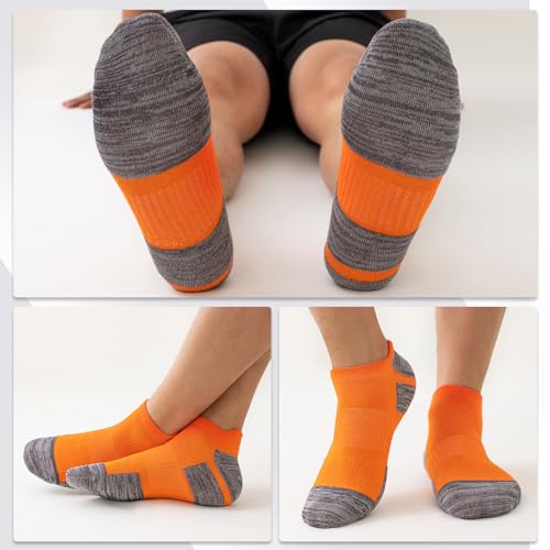 SockWaddles Trainer Socks for Men, 6 Pairs Cushioned Cotton Ankle Socks with Arch Support for Running, Walking, Hiking, Cycling, Breathable Anti-Blister