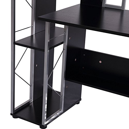 52" Modern MultiLevel Computer Desk Home Office Study Workstation with Storage Shelves