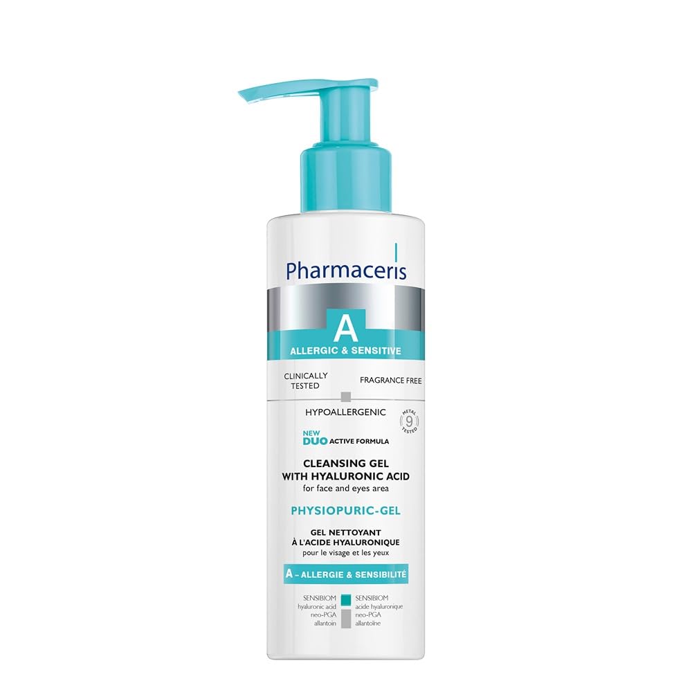 Pharmaceris A Physiopuric-Gel, Moisturising Physiological Cleansing Gel, Face Cleanser for Allergic and Sensitive Skin, D-Panthenol, Face Wash - 190 ml