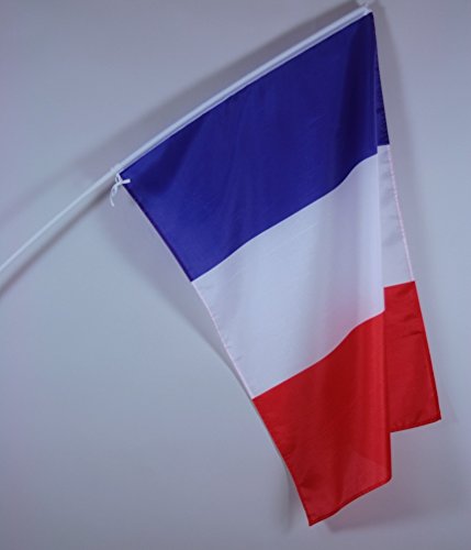AZ FLAG - FRANCE FLAG 2' x 3' white pole - FRENCH FLAGS 60 x 90 cm - BANNER 2x3 ft with stick - New