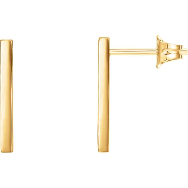 thumbnail image 2 of Natural Diamond Round Cut Vertical Bar Stud Earrings – 0.07 TCW, 925 Sterling Silver, Gold Plated 2 of 4
