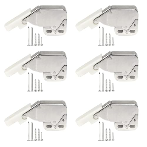 6 Pieces Door Catch Latches, Door Latch for Internal Kitchen Cupboard Doors, Twin Roller Closet Catches for Cupboard & Cabinet Internal Doors, Double Roller Cabinet Latches