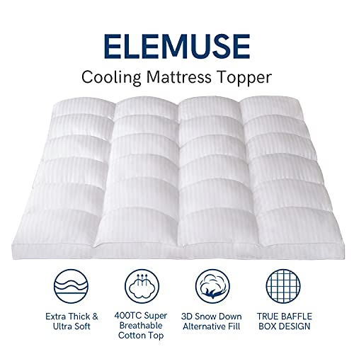 ELEMUSE Cal King Cooling Mattress Topper, Extra Thick Mattress pad for