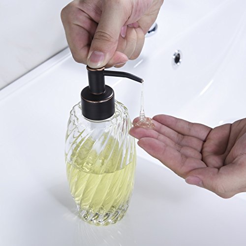 Delle Rosa Countertop Glass Soap Dispenser Oil Rubbed Bronze Clear