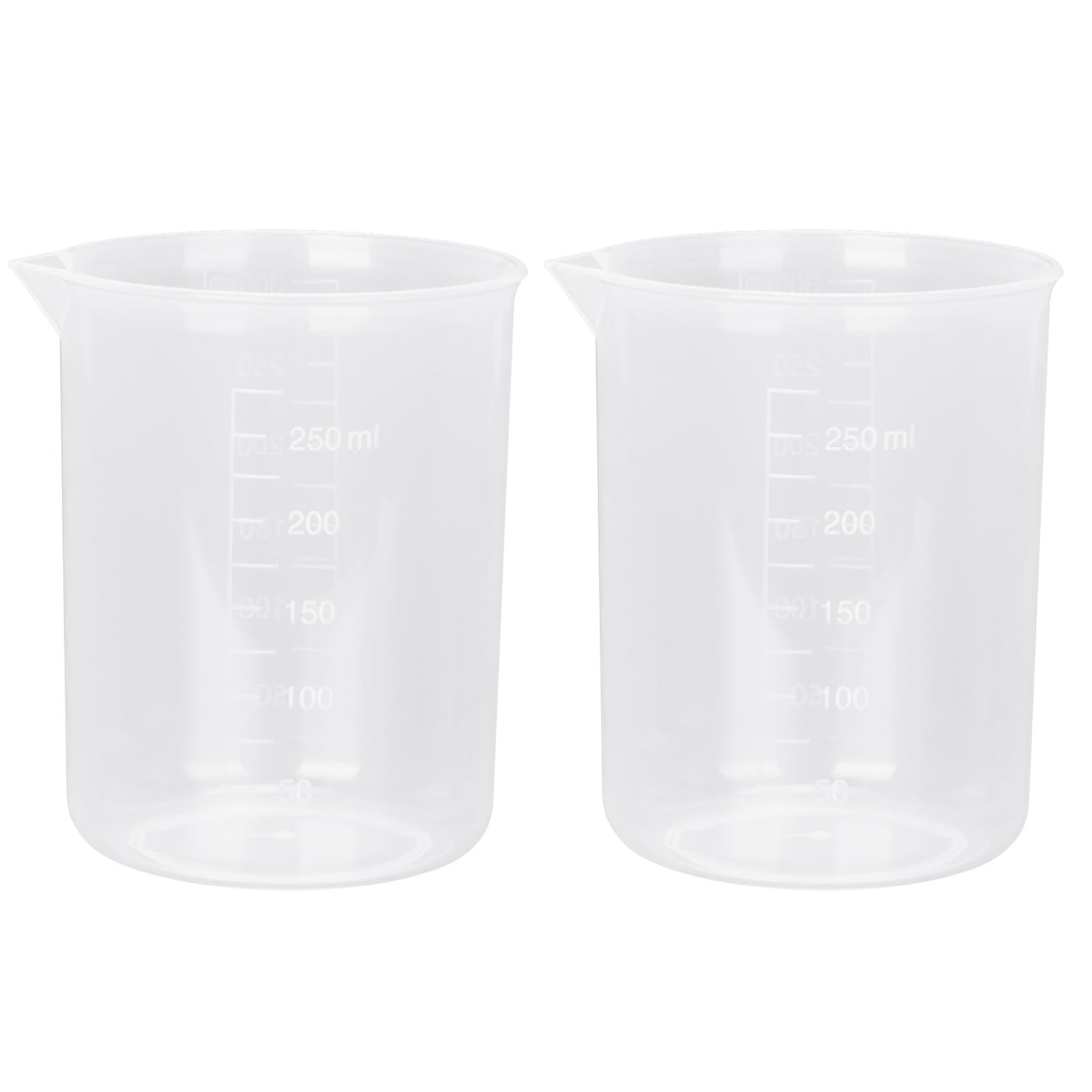 AKHTART 2 Pack Plastic Measuring Jugs, Transparent Lab Graduated Beakers, Heat Resistant Measuring Mixing Cups Set, Multipurpose Cooking Baking Liquid Measure Tool (250 ml+250 ml)