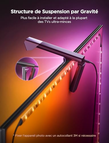 Govee TV Backlight 3 Lite Fisheye Correction Sync for 75-85 inch TV Ambilight RGBICW 5M WiFi LED Strip with Camera, 4 in 1 Lamp, Voice and App Control