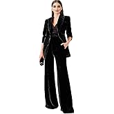 Botong Velvet Suit for Women 2 PC Double Breasted Pants Suit Peak Lapel Formal Tuxedos Womens Business Outfit