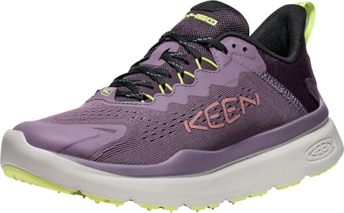 KEEN Women’s WK450 Comfortable Durable Lightweight Breathable Walking Shoes, Black Plum/Daiquiri Green, 12