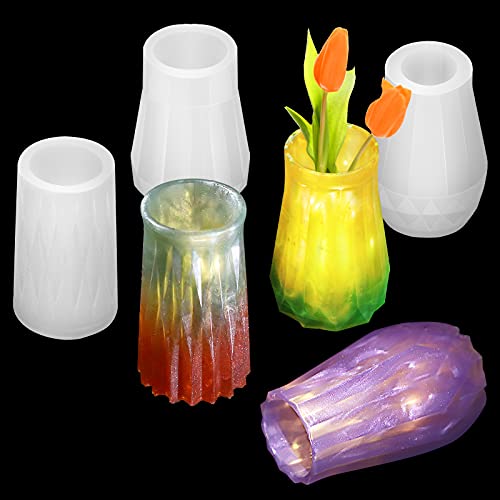 Resin Molds 3Pcs Vase Resin Silicone Mold,Craft Makeup Brush Holder