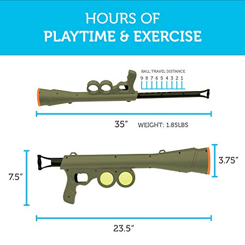 Paws & Pals BazooK9 Tennis Ball Launcher Gun with 2 Squeaky Balls
