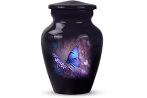 YATSKIA Purple Butterfly Urn Mini Keepsake Urn - Small Urn for Ashes for Women - Keepsake Cremation Urns for Ashes Female & Male - Metal Urns for Human Ashes Adult - Urns for Human Ashes (Size 3inch)…