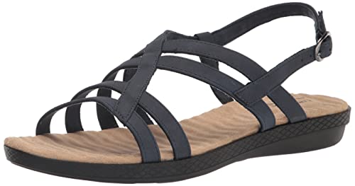 Easy Street Women’s Lobo Wedge Sandal, Navy, 7.5