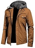 Pursky Men's Military Hooded Jacket Cargo Jackets