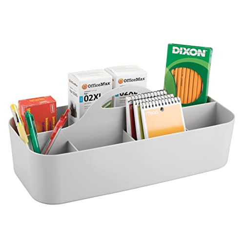 mDesign Large Plastic Divided Office Storage Organizer Caddy Tote with