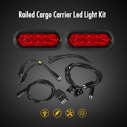 Partsam Red Cargo Carrier Hitch Rack Lights Kit, 2Pcs 6 Inch 10 LED