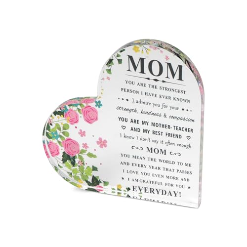 Personalized Acrylic Plaque, Elegant Flower Embellishment, Gift for Mother, Acrylic Ornaments for Mother,Romantic Gifts for Her,Acrylic Signs Plaques,Gifts for Mums