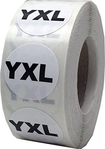 White Circle Youth Extra Large YXL Clothing Size Stickers for Retail Apparel 0.75 Inch 500 Total Adhesive Labels