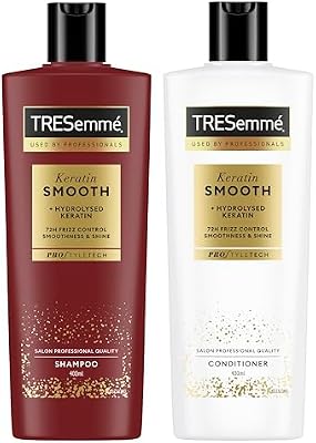 Keratin Smooth Set Champú y Acondicionador Antiencrespamiento, Cabello Liso, Pelo Brillante y Suave, Acción Anti Frizz Hasta 72 Horas, con Queratina Hidrolizada, 400 ml + 400 ml