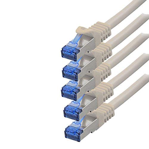 BIGtec Ethernet Cable 2m Internet Cable CAT 7 grey - 5 pieces - High Speed double shielded S/FTP RJ45 LAN compatible Gaming PC Laptop Computer Playstation 5 PS5 PS4 Xbox Smart TV Box NAS Switch