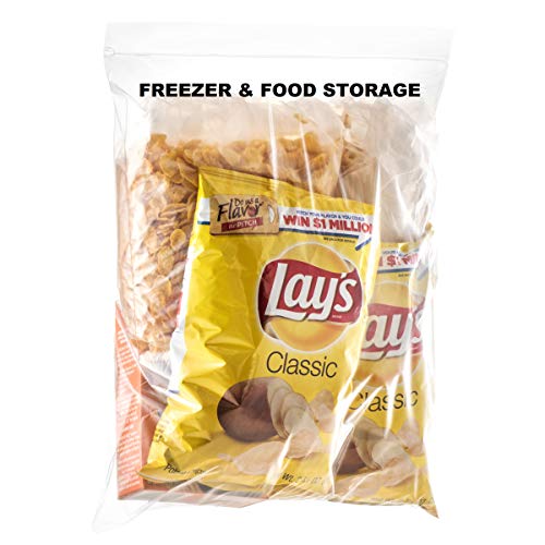 [Pack of 50] Extra Large Bags, Clear Plastic 5 Gallon Bags for