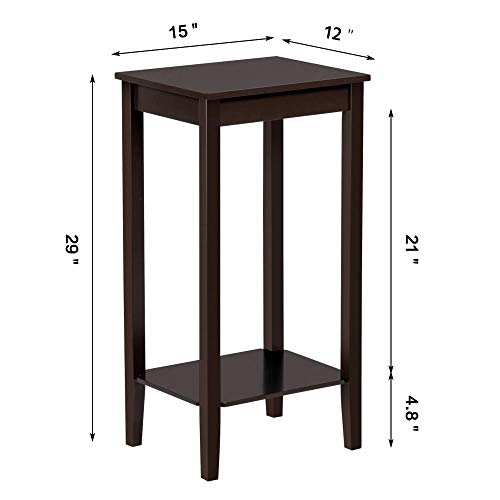 Yaheetech Tall Side Table Set of 2, Wooden End Tables with Storage
