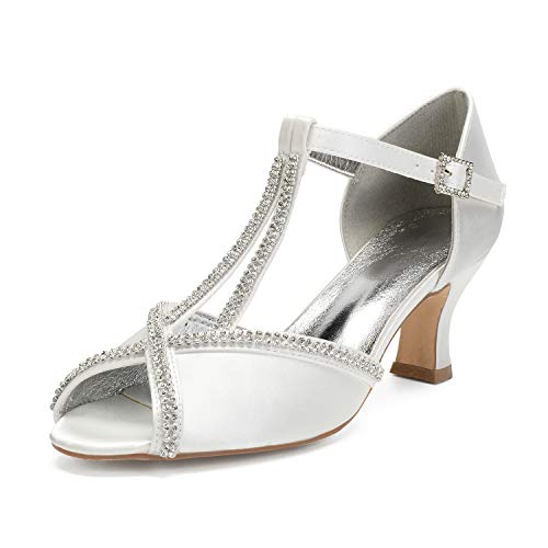 Handläufe Women's Bridal Shoes High Heels Satin Bridal Wedding Shoes for Bride Ankle Strap Fashion Prom Party Wedding Shoes