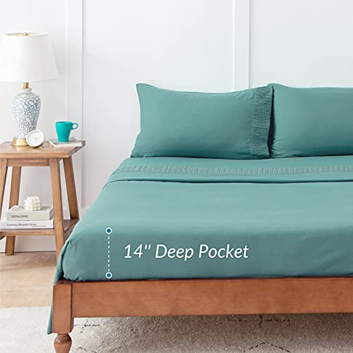 Bedsure Green Twin Sheets Set for Kids Soft 1800 Bedding Microfiber