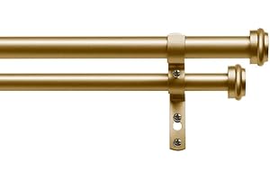 EXCLUSIVE HOME Topper Double Curtain Rod and Finial Set, Gold, 66"-120"