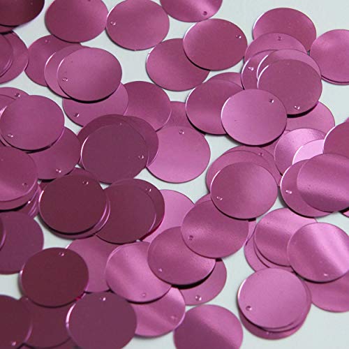 Round Flat Sequin 15mm Top Hole Orchid Pink Metallic. Couture Paillettes. Made in USA