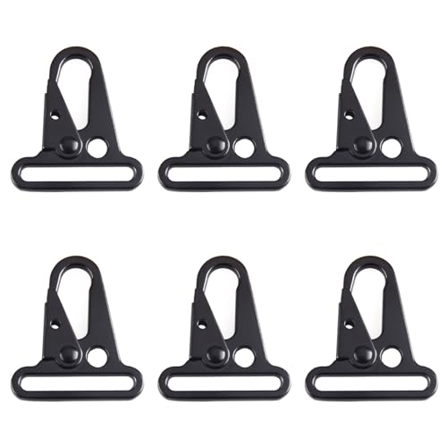 TRIWONDER Tactical Gear Clips Enlarged Mouth Clip Hooks Tactical Gear Carabiner Metal Keyring Buckle Hang Buckle Sling Clips for Backpack Outdoors Activity Daily Use (Black - 3.8cm - 6 Pcs)