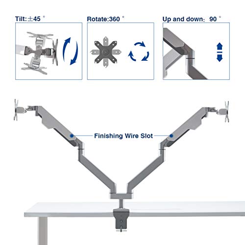 Sunon Dual Monitor Mount Stand,Full Motion Adjustable Aluminum Gas