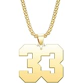 NanMuc Men Number Necklace for Men 18K Gold Plated Sports Initial Stainless Steel Necklace Pendant Personalized Jewelry 3mm Chain