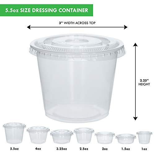 [100 Sets] 5.5 oz Small Plastic Containers with Lids, Jello Shot Cups