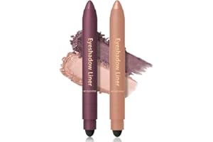 GENERIC Shadow Liner 2 in 1 Eyeliner Eyeshadow, 2-in-1 Eyeliner & Shadow, shadow Liner Duo Plum, Waterproof Eye Shadow Crayon, Smooth, Easy to Color (Purple + champagne gold