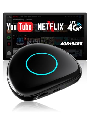 Wireless Android Auto CarPlay Adapter, AI Box CarPlay Android Wireless Auto with Built-in 4GB+64GB, 4G/WLAN/BT Dual/USB, GPS, AI, MicroSD, OTA, Split Screen, CB6C