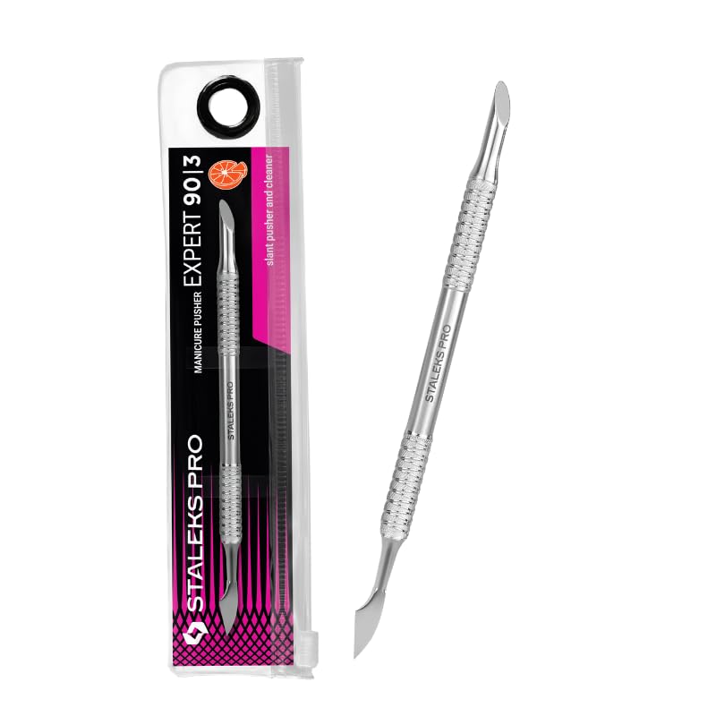 STALEKS PRO by Natury Nails Slanted Cuticle Pusher and Cleaner - Manicure and Pedicure - Stainless Steel - Sterilisable - Expert 90/3