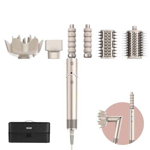 Shark FlexStyle 5-in-1 Luftstyler & Haartrockner, 1400W, Auto-Wrap-Lockenaufsatz, Paddle-Bürste, Ovalbürste, Konzentrator, Diffusor, Aufbewahrungskoffer, Keine Hitzeschäden, Champagner HD446SLEU