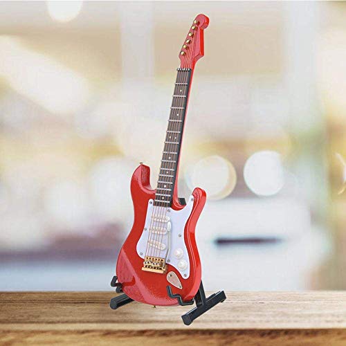 Electric Guitar Model Ornament, Mini Guitar Replica Wooden Handicraft Decoration(red)