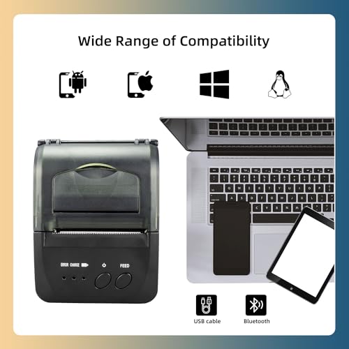 NetumScan Wireless Bluetooth Thermal Printer 2 Inch 58mm Mini USB POS Printer for Retail Restaurant Compatible with Android/iOS/PC/Windows NS1809DD