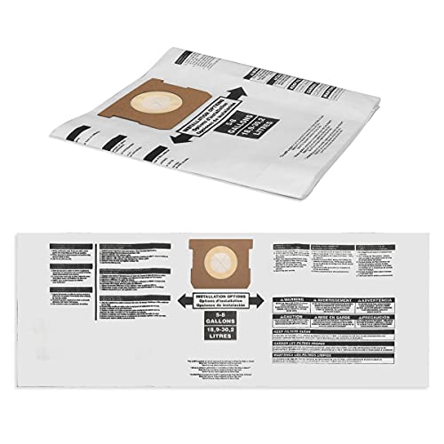 FUNTECK 5 Pack Dust Collection Bags for 5-8 Gallon Shop Vac, Replacing Model Type E, Part#9066100(general purpose)