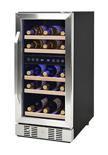 NewAir Dual Zone Built-In Wine Cooler and Refrigerator, 29 Bottle Capacity Fridge with Double-Layer Tempered Glass Door, AWR-290DB