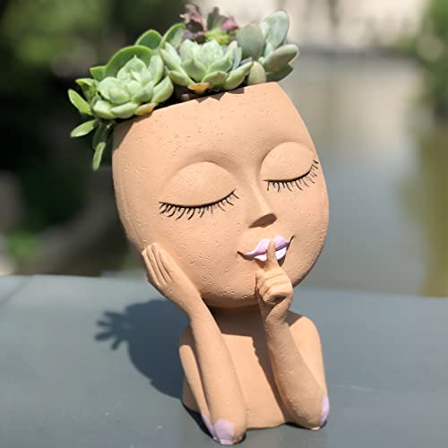 Head Planter, Face Planters Pots, Lady Face Flower Pot for Indoor