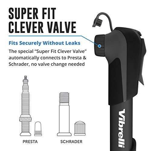 Vibrelli Mini Bike Pump & Glueless Puncture Repair Kit Fits Presta