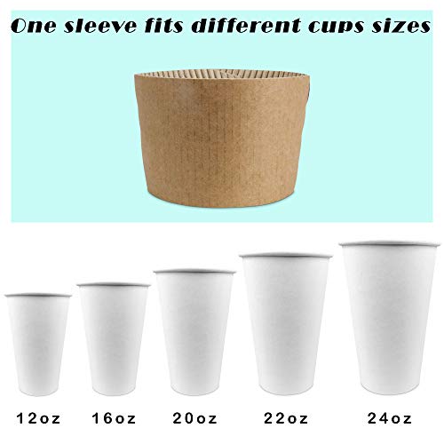 [125 Pack] Kraft Coffee Cup Sleeves Brown Disposable Corrugated