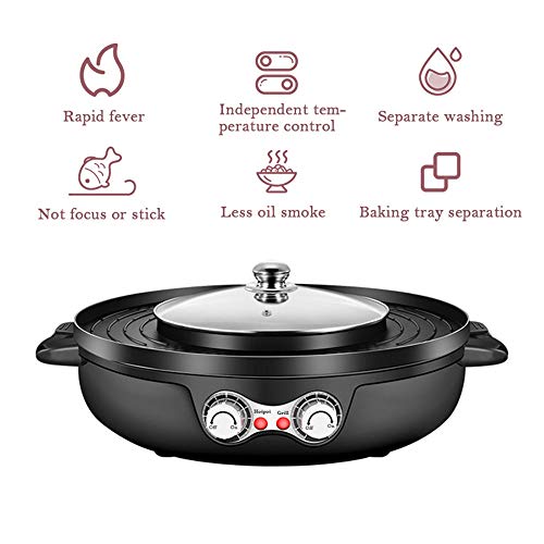 ETE ETMATE 2 in 1 Electric Smokeless Grill and Hot Pot Electric Hot Pot Grill Indoor 2200W