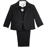 Dressy Daisy Infant Baby Boy' 5 Pcs Set Formal Tuxedo Suits No Tail Wedding Christening Outfits Size 3 Months Black, 057