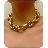 Chunky Gold Cuban Chain Choker Necklaces Trendy Punk Hip Hop Style Necklaces Dainty Exaggerated Heavy Link Chain Necklace Statement Collarbone Necklace for Party Costume Accessory Jewelry Gifts for Women