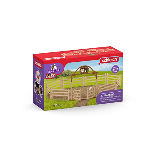 Schleich Horse Club, Horse Toys for Girls and Boys Paddock with Entry