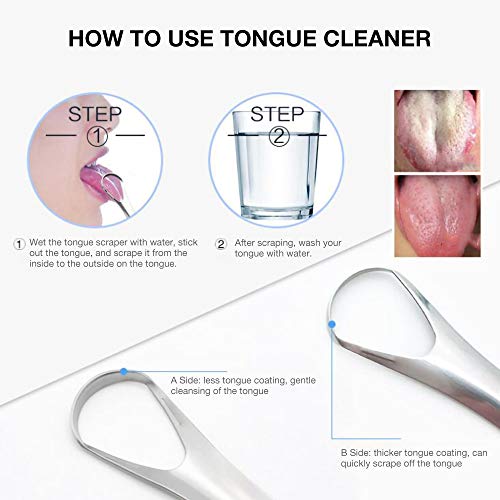 HANSGO Tongue Scraper Cleaner, 3PCS Stainless Steel Fresh Breath Tongue Scraper Metal Tongue Scraping Cleaner